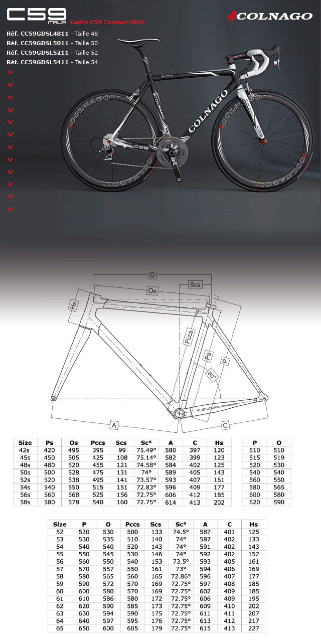 Colnago Cadre C59 Couleur GDSL