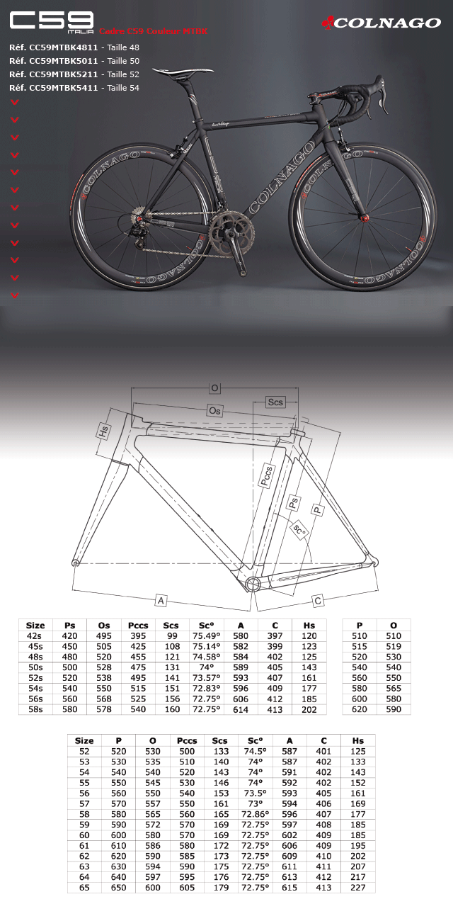 Colnago Cadre C59 Couleur MTBK