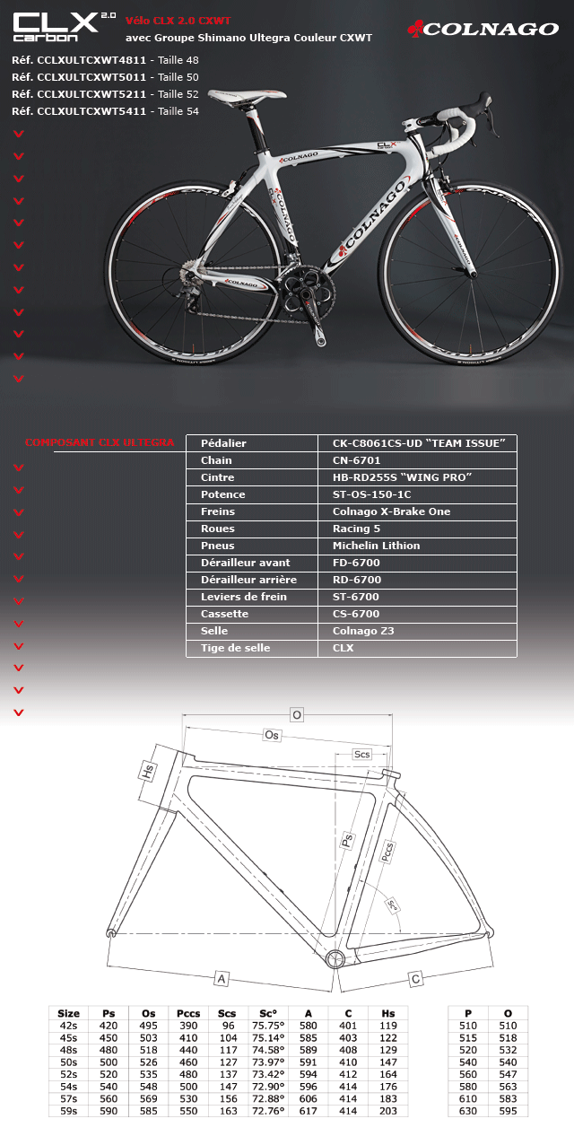 Colnago CLX Carbon CXWT avec groupe Shimano