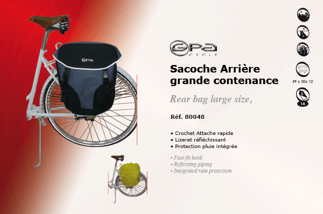 GPA Cycles bagagerie velo Saccoche arriere grande contenance