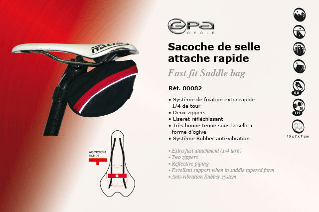 GPA Cycles bagagerie velo Saccoche de selle attache rapide