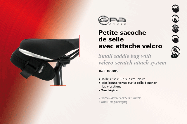 GPA Cycles bagagerie velo Saccoche de selle attache velcro