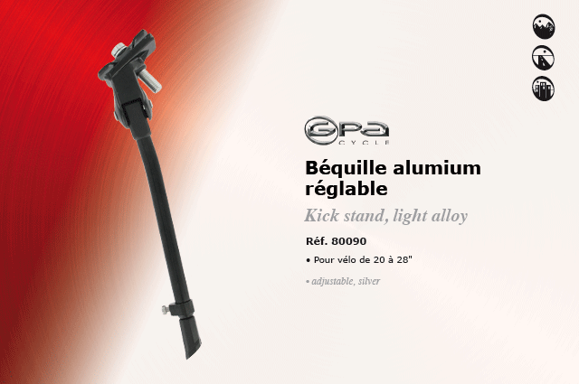 GPA Cycles Bequille aluminium reglable