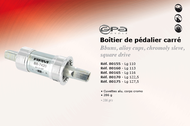 GPA Cycles Boiter de pedalier carre