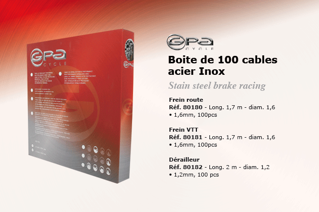 GPA Cycles Boite de 100 cables acier Inox