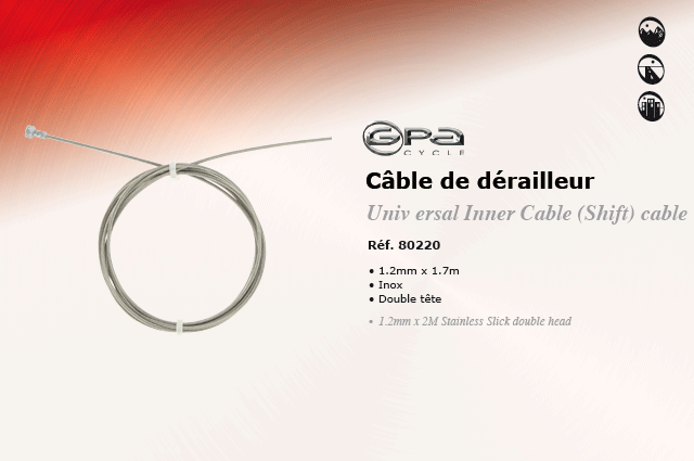 GPA Cycles Câble de dérailleur