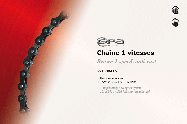 GPA Cycles Chaine 1 vitesse standard