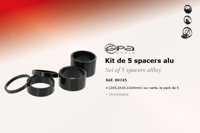 GPA Cycles Kit Spacers alu