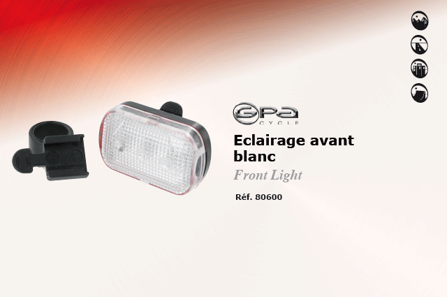 GPA Cycles eclairage avant blanc