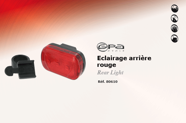 GPA Cycles eclairage arriere rouge