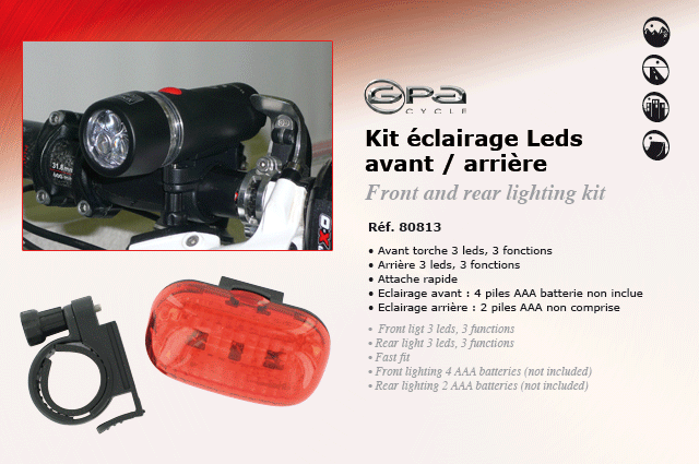 GPA Cycles Kit eclairage leds avant/arriere