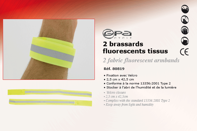 GPA Cycles 2 Brassards fluorescents tissus