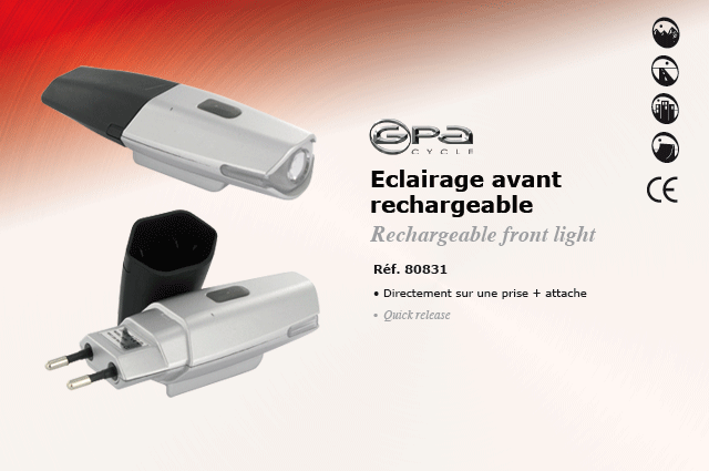 GPA Cycles Eclairage avant rechargeable