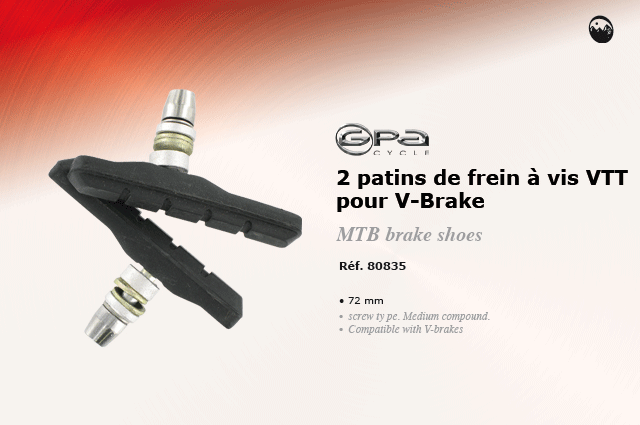 GPA Cycle 2 patins de frein à vis VTT pour V-brake