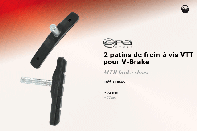 GPA Cycle 2 patins de freins à vis VTT pour V-brake