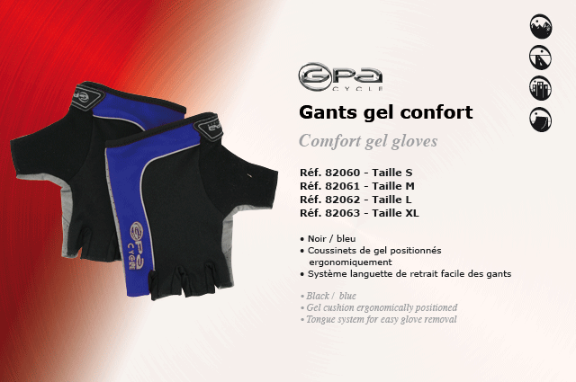 GPA Cycles Gants Velo Gel Confort