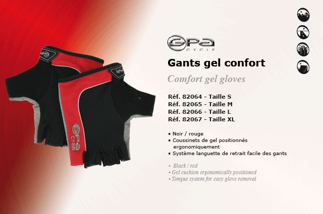 GPA Cycles Gants Velo Gel Confort