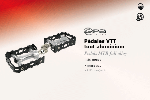 GPA Cycles Pedales VTT tout aluminium