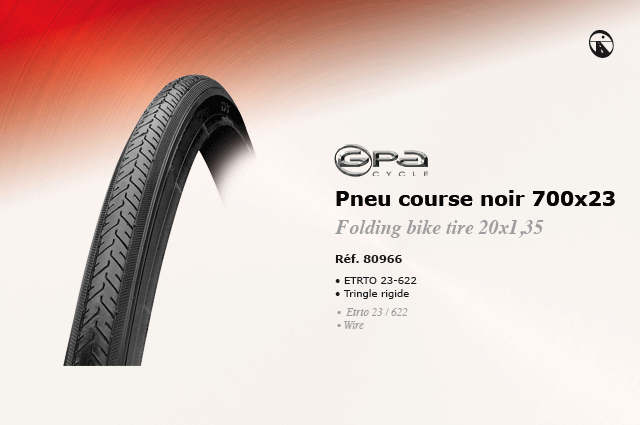 GPA Cycles pneu course noir 700 x 23