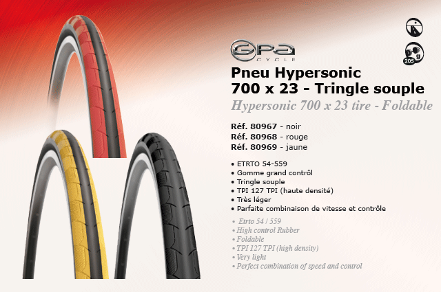 GPA Cycles Pneu Hypersonic 700 x 23 - Tringle Souple