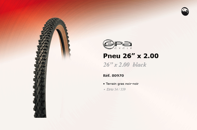 GPA Cycles pneu 26 pouces x 2.00