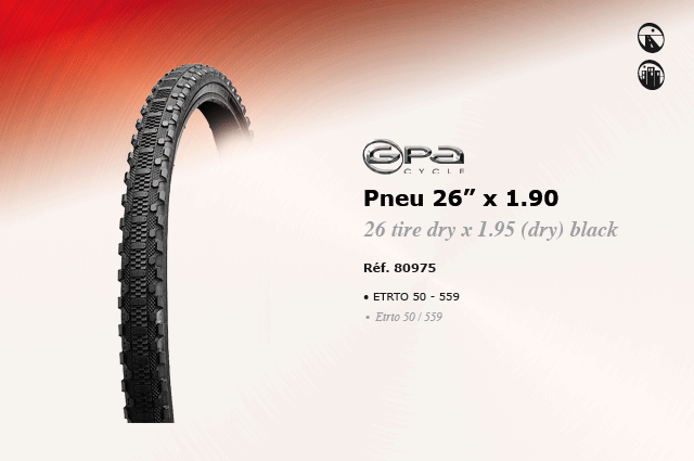 GPA Cycles pneu 26 pouces x 1.90