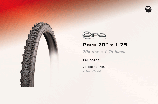 GPA Cycles pneu 20 pouces x 1.75