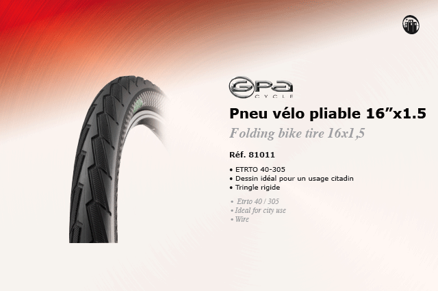 GPA Cycles pneu 16 pouces x 1.5