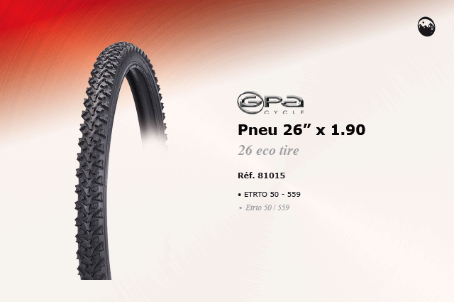 GPA Cycles pneu 26 pouces x 1.90