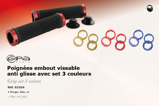 GPA Cycles Poignees embouts vissables antiglisse avec set 3 couleurs