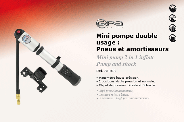 GPA Cycles Mini Pompe double usage : Pneus et amortisseurs