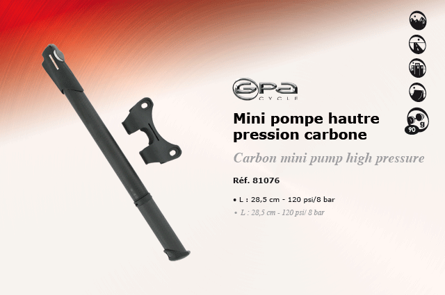 GPA Cycles Mini pompe haute pression carbone