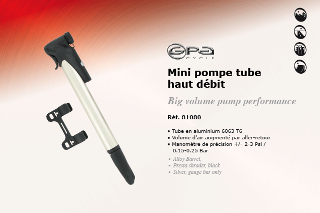 GPA Cycles Mini pompe tube haut débit