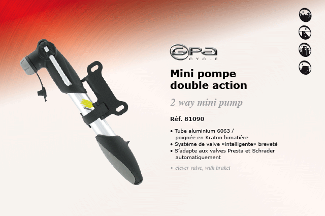 GPA Cycles Mini pompe double action