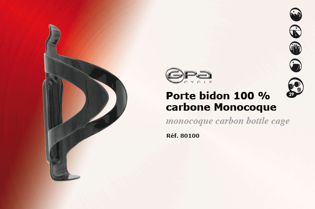 GPA Cycles Porte Bidon 100 % carbone monocoque