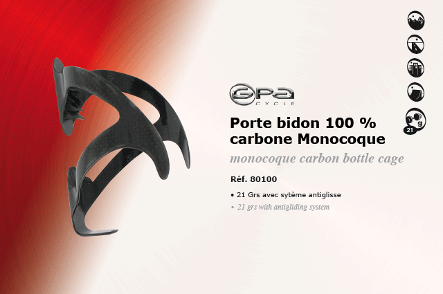 GPA Cycles Porte Bidon 100 % carbone monocoque