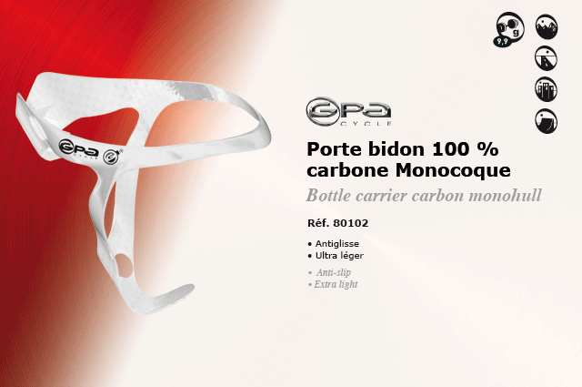 GPA Cycles Porte Bidon 100 % carbone monocoque