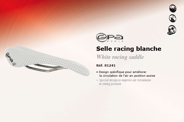 GPA Cycles Selle racing blanche