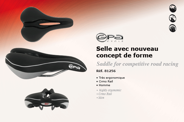 GPA Cycles Selle avec nouveau concept de forme