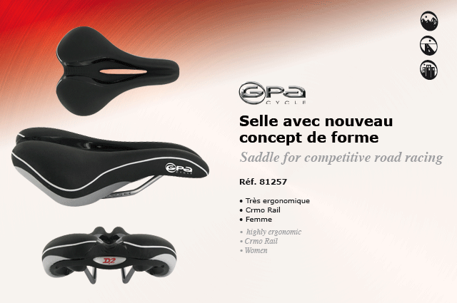 GPA Cycles Selle avec nouveau concept de forme