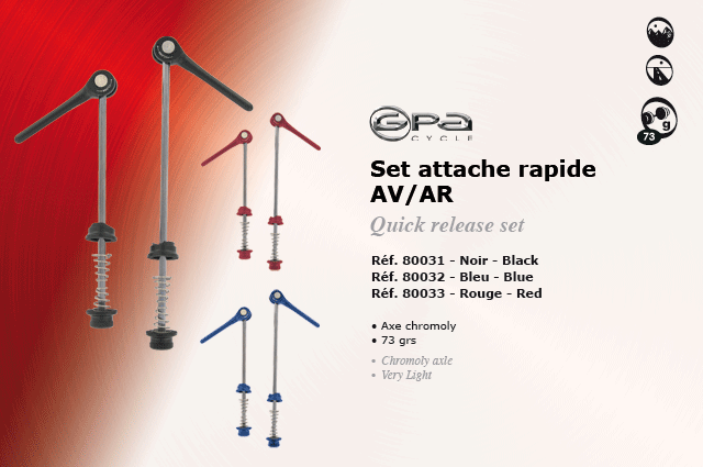 GPA Cycles Set attache rapide AV / AR