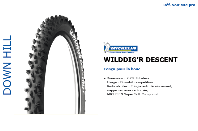 Pneu Michelin VTT DH Boue Wilddig'r Descent