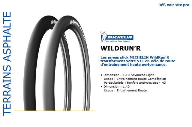 Pneu Michelin VTT terrain asphalte Wildrun'r