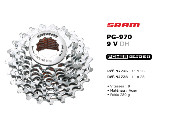 Cassette Sram PG 970 9 Vitesses Donwhill