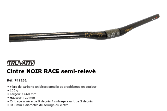 Cintre NOIR RACE semi releve Truvativ