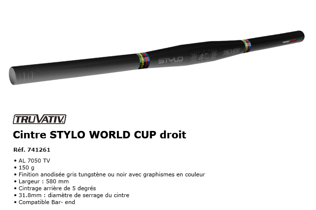 Cintre Stylo World Cup droit Truvativ